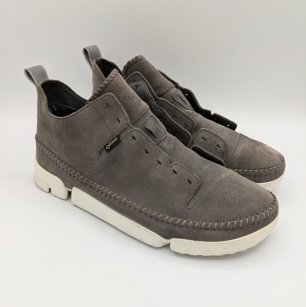 Clarks Originals Gray Trigenic Dry Suede Gore-Tex Shoes Mens US 9 EU 42 NO LACES